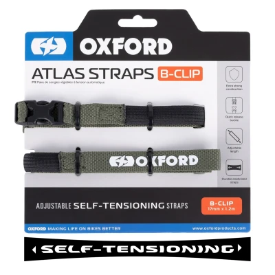 Oxford Atlas B-Clip zelené 17 mm x 1,2 m zavazadlové popruhy, 2 ks
