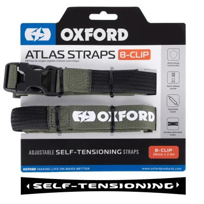 OXFORD Atlas B-Clip zelené 26 mm x 2 m, 2 ks zavazadlové popruhy
