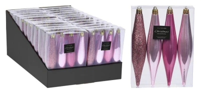 Ozdoba vánoční RAMPOUCH 15cm RŮŽ mix (4ks)