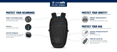 Pacsafe Batoh ECO 25L BACKPACK econyl black + sleva 500,- na příslušenství