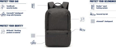 Pacsafe Batoh METROSAFE X 20L BACKPACK black + sleva 300,- na příslušenství