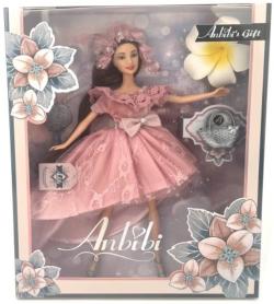 Panenka Anbibi růžové šaty dlouhé tmavé vlasy set s doplňky Panenka Anbibi růžové šaty dlouhé tmavé vlasy set s doplňky