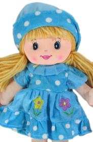 Panenka baby textilní hadrová 50cm s copánky látková v kloboučku květinky 4 barvy