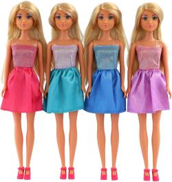 Panenka fashion Anlily 30cm třpytivé krátké šaty 4 barvy v krabici