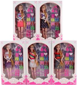 Panenka kloubová fashion set s botičkami a doplňky 5 druhů