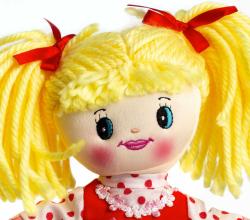 Panenka Lucinka soft látková hadrová zpívá mluví česky textilní na baterie Zvuk CZ