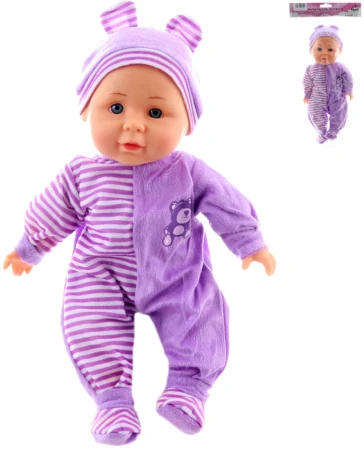 Panenka miminko 30cm fialový obleček na baterie Zvuk