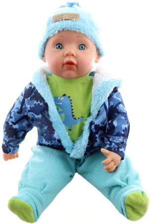 Panenka miminko velké kluk 50cm zimní modrý obleček s čepicí