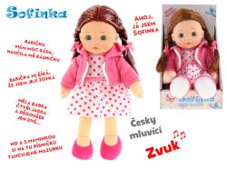 Panenka Sofinka hnědé vlásky 31cm měkké tělo na baterie mluví česky CZ Zvuk