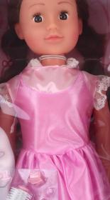 Panenka velká chodící 80cm chodička růžové šaty set s kadeřnickými doplňky