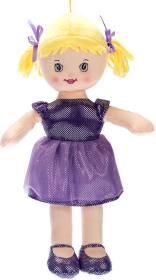 Panenka Viktorka soft textilní fialová hadrová látková na baterie CZ Světlo Zvuk