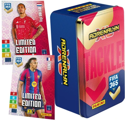 PANINI FIFA 365 2027 Adrenalyn XL sběratelské karty 46ks plechovka 4 barvy