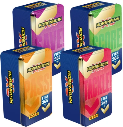 PANINI FIFA 365 2027 Adrenalyn XL sběratelské karty 46ks plechovka 4 barvy