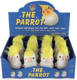 Papoušek na natažení poskakující ptáček na klíček plast/plyš