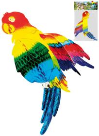 Papoušek voštinová dekorace rozložitelná 38cm karton