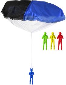 Parašutista létající figurka 10cm s padákem 2 druhy 4 barvy v sáčku Parašutista létající figurka 10cm s padákem 2 druhy 4 barvy v sáčku