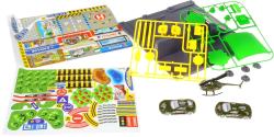 Parkoviště vojenský herní army set se 2 auty a vrtulníkem s doplňky