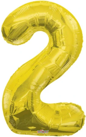 Party balonek nafukovací 86cm Číslice 2 zlatý velký foliový vzduch i helium Party balonek nafukovací 86cm Číslice 2 zlatý velký foliový vzduch i helium