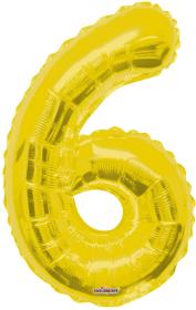 Party balonek nafukovací 86cm Číslice 6 zlatý velký foliový vzduch i helium Party balonek nafukovací 86cm Číslice 6 zlatý velký foliový vzduch i helium