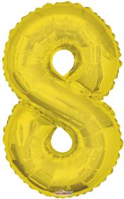 Party balonek nafukovací 86cm Číslice 8 zlatý velký foliový vzduch i helium Party balonek nafukovací 86cm Číslice 8 zlatý velký foliový vzduch i helium