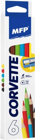 Pastelky set 6ks barevné trojhranné 7,5mm + ořezávátko v krabičce
