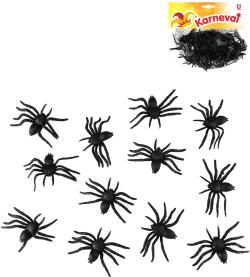 Pavouk černý 6cm zvířátko set 12ks Halloween dekorace