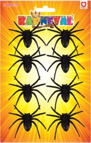 Pavouk černý třpytivý 6cm halloween dekorace set 8ks na kartě