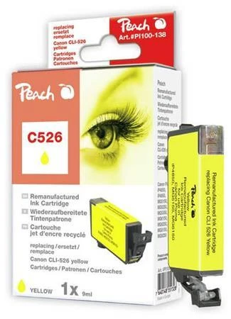 Peach Kompatibilní cartridge Canon CLI-526Y, Yellow, 9 ml Peach Kompatibilní cartridge Canon CLI-526Y, Yellow, 9 ml