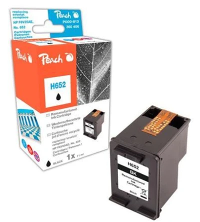 Peach Kompatibilní cartridge HP F6V25AE, No.652, černá, 11ml Peach Kompatibilní cartridge HP F6V25AE, No.652, černá, 11ml