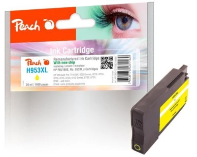 Peach Kompatibilní cartridge HP No. 953XL, žlutá, F6U18AE, 20ml Peach Kompatibilní cartridge HP No. 953XL, žlutá, F6U18AE, 20ml