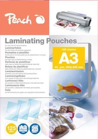 Peach Laminovací folie A3 (303x426mm), 125mic, lesklé, 25ks Peach Laminovací folie A3 (303x426mm), 125mic, lesklé, 25ks