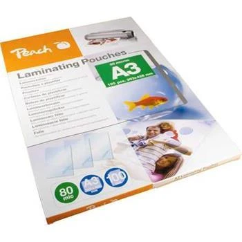 Peach Laminovací folie A3 (303x426mm), 80mic, lesklé, 100 ks Peach Laminovací folie A3 (303x426mm), 80mic, lesklé, 100 ks
