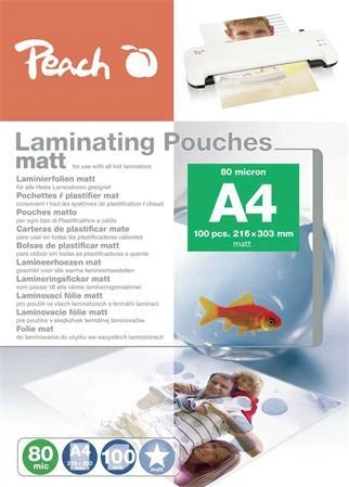 Peach Laminovací folie A4 (216x303mm), 80mic, matt, 100ks Peach Laminovací folie A4 (216x303mm), 80mic, matt, 100ks