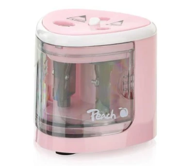 Peach PO102 - elektrické ořezávátko na tužky, 4xAA, dětský zámek, růžové Peach PO102 - elektrické ořezávátko na tužky, 4xAA, dětský zámek, růžové