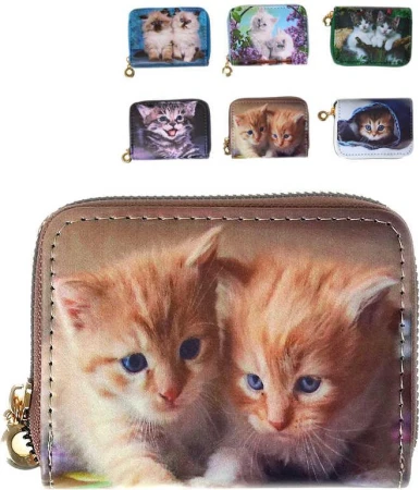 Peněženka dětská kočky 12x9cm na zip 6 druhů v sáčku Peněženka dětská kočky 12x9cm na zip 6 druhů v sáčku