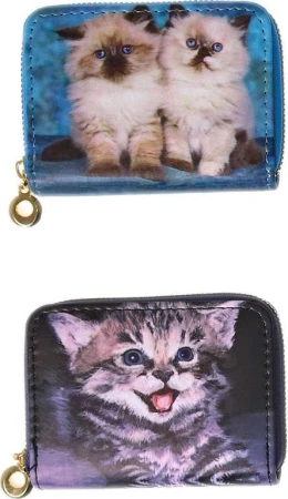 Peněženka dětská kočky 12x9cm na zip 6 druhů v sáčku