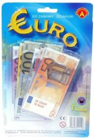 Peníze dětské papírové EURO bankovky set 119ks do hry na kartě Peníze dětské papírové EURO bankovky set 119ks do hry na kartě
