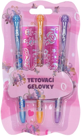 Pera tetovací gelová set 3 barvy gelovky se šablonami na kartě