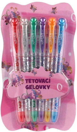 Pera tetovací gelová set 6 barev gelovky se šablonami na kartě