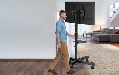 Perlesmith PSTVMC06 23-60" černý pojízdný TV stojan