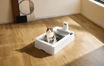 PetKit Purobot Crystal Duo bílo-šedý inteligentní samočisticí box pro kočky s AI kamerou