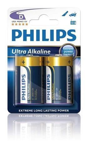 Philips baterie D ExtremeLife+, alkalická - 2ks Philips baterie D ExtremeLife+, alkalická - 2ks
