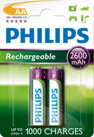 Philips dobíjecí baterie AA 2600mAh, NiMH - 2ks Philips dobíjecí baterie AA 2600mAh, NiMH - 2ks