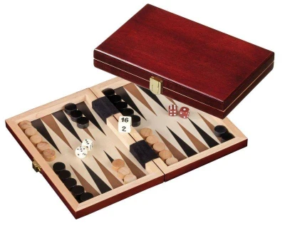 Philos Spiele Backgammon malý mahagonový desková hra