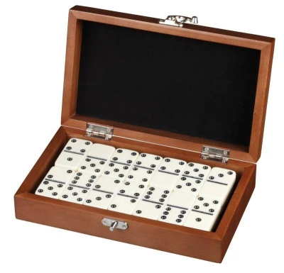 Philos Spiele Domino Double Exclusive olivová dřevěná hra domino