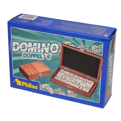 Philos Spiele Domino Double Exclusive olivová dřevěná hra domino