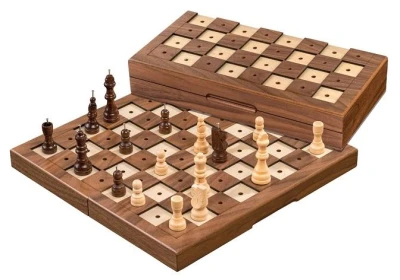 Philos Spiele hnědé dřevěné 30 cm šachy pro slabozraké a nevidomé