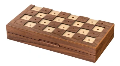 Philos Spiele hnědé dřevěné 30 cm šachy pro slabozraké a nevidomé
