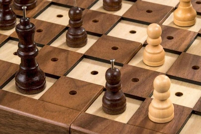 Philos Spiele hnědé dřevěné 30 cm šachy pro slabozraké a nevidomé