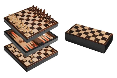 Philos Spiele 3v1 šachy, dáma a backgammon 22 mm mini magnetická cestovní sada her